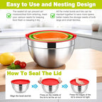 TeamFar Mixing Bowls, Stainless Steel Nesting Salad Bowls - Image 7
