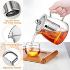 Glass Teapot with Stainless Steel Infuser, Borosilicate Tea Kettle - Image 5