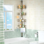 HAMITOR Corner Shower Caddy Tension Pole: Rustproof 4-Tier Bathroom Organizer - Image 2