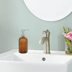 16 oz Diamond Pattern Glass Soap Dispenser, Kitchen and Bathroom Refillable - Image 2