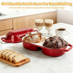 Mini Double Dutch Oven For Sourdough Bread Baking, 2.2QT Enameled Cast Iron - Image 6