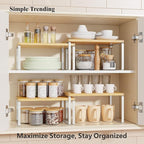 Simple Trending Bamboo Cabinet Organizer Shelf, Stackable Expandable Spice Rack - Image 2