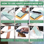 Knife Sharpening Stone Kit – 400/1000 3000/8000 Grit Wet Kitchen Whetstone - Image 3
