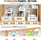 L-Shaped Metal Under Sink Organizer, 2-Tier Double Pull-Out Cabinet Organizer - Image 6