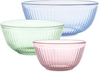 Pyrex Colors Tinted Sculpted Tinted Unlidded Small/Medium/Large Glass Mixing by Pyrex