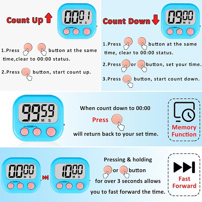 ZILLEEN Classroom Timers for Kids Classroom Magnetic Digital Kitchen Timers for - Image 8