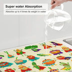 Colorful Cartoon Vegetable Dish Drying Mats, 18 x 24 inch Absorbent Microfiber - Image 4