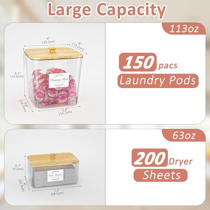 Vincona Laundry Room Organization and Storage, Laundry Pods Container and Dryer - Image 2