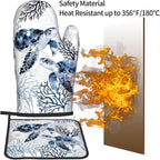 Coastal Oven Mitts and Pot Holders Sets of 2 Summer Kitchen Mitts Blue Sea - Image 5