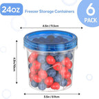 6 Pack-24 OZ Freezer Storage Containers Set, Small Plastic Containers - Image 3