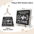 Coffee Bar Sign Plaque Decor, Coffee Bar Accessories, Rustic Wooden Tabletop - Image 2