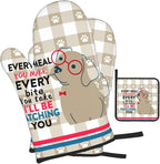 Funny Dog Oven Mitts and Pot Holders Sets of 3 Heat Resistant Hot Pads Cute - Image 2