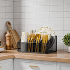 Metal Paper Plate Holder Dispenser, Disposable Paper Plate Utensils Holder - Image 3