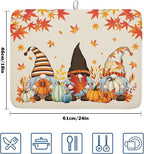 Fall Gnome Dish Drying Mat for Kitchen Counter Autumn Pumpkin Maple Leaves - Image 2