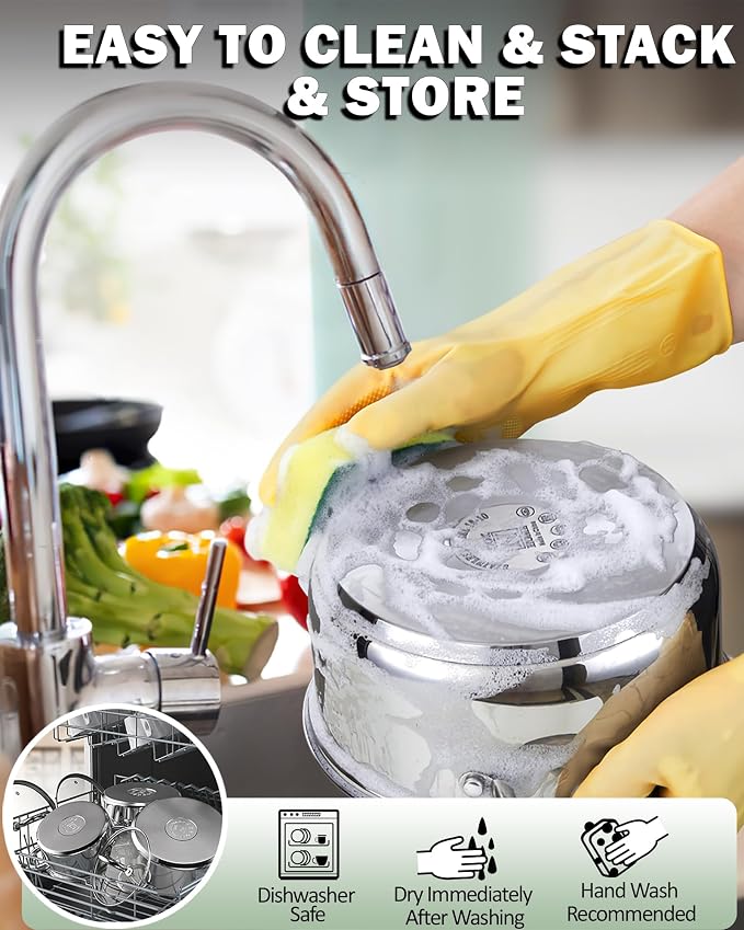 Cook N Home Stock Pot with Lid, 12-Quart Basic Stainless Steel Sauce Cooking - Image 5