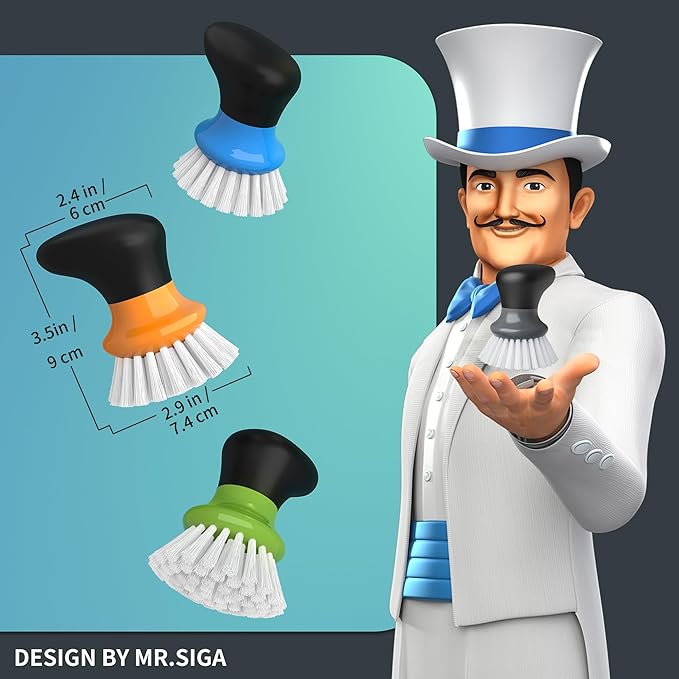 MR.SIGA Dish Scrub Brush, Palm Brush Dish Scrubber - Image 2