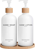White Glass Soap and Lotion Dispenser Set by BrighterBarns
