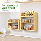 ROMGUAR CRAFT 2 Tier Bamboo Spice Rack, Countertop or Wall Mounting Wood Spice - Image 4