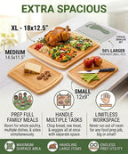 Greener Chef Luxury XL Bamboo Cutting Board Set of 3 - Image 5