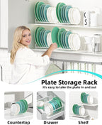 Plate Organizer for Cabinet, Kitchen Dish Rack Organizer for Cabinet Countertop - Image 2