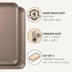 HAPPIELS 9 x 13-Inch Nonstick Quarter Sheet Pan Set of 2 | Non-Toxic, Rimmed - Image 4