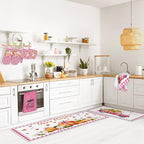 Fanfanwin 10 Pcs Thanksgiving Pumpkin Kitchen Decor Set Pink Kitchen Towels Pot - Image 5