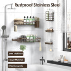 NESOMI Shower Caddy Adhesive Shower Organizer 7-Pack, Rustproof Stainless Steel - Image 5