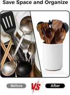 LoeJan 6.7" Utensil Holder, Ceramic Kitchen Utensil Holder - Image 6