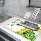 Giwawa St Patrick Dish Drying Mat Large Lucky Clover Tree Shamrock Dish Drainer - Image 5
