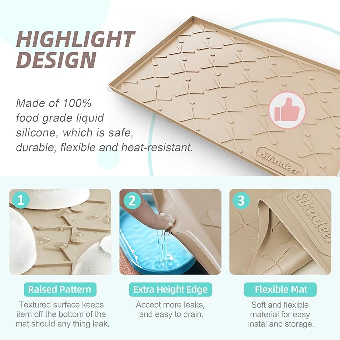SIKADEER 40" x 22" Under Sink Mat Waterproof, Silicone Mat Kitchen Drawer Shelf - Image 4