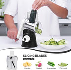 Rotary Cheese Grater with Handle, Kitchen Mandoline Vegetable Slicer with 3 - Image 3