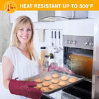 6 Pcs Oven Mitts and Pot Holders, 500℉ Heat Resistant Oven Mitts - Image 2