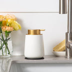 Enra Foaming Soap Dispenser, 12 oz Beige Ceramic Modern Foam Hand Soap Dispenser - Image 6