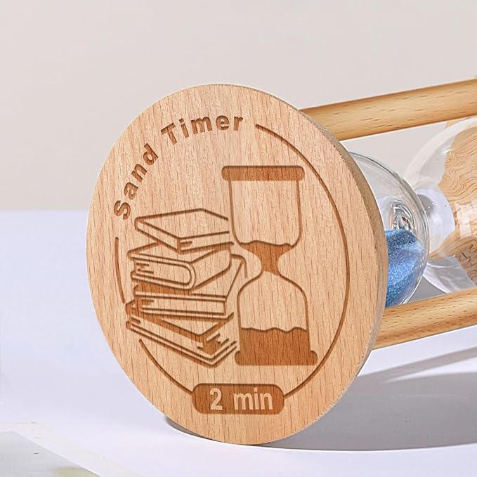 2 Minute Sand Timer, 2 Min Wooden Hourglass, Wood Mini Sand Clock, Two Minute - Image 3