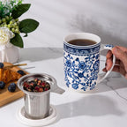 AmorArc Porcelain Tea Mug with Infuser and Lids, 18 Oz Coffee Cup Strainer with - Image 4