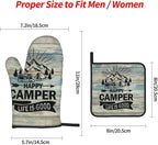 Happy Camper Oven Mitts and Pot Holders Sets of 4, Resistant Hot Pads - Image 3