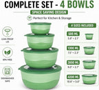 Pera Mixing Bowls with Lids Set, 8 Piece, BPA Free Nesting Kitchen Bowl Set - Image 5