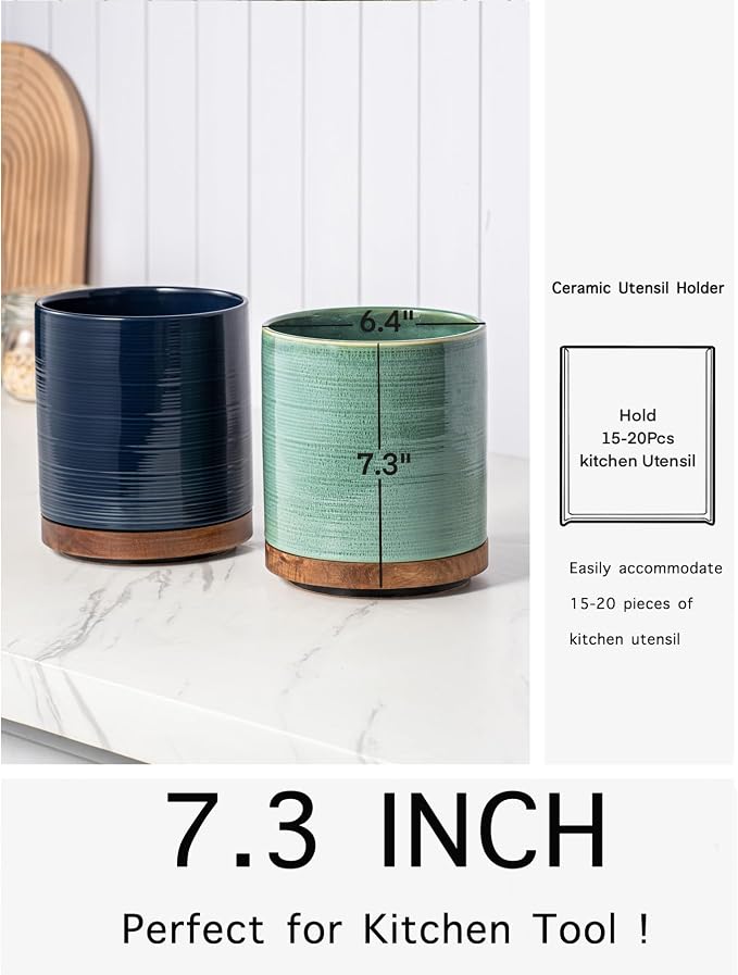 Utensil Holder, 360° Rotating Extra Large Ceramic Kitchen Utensil Holder - Image 5