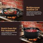 2-in-1 Pre-Seasoned Cast Iron Double Dutch Oven Pot - Image 6