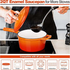HaSteeL 2 QT Cast Iron Saucepan, Mini Enamel Dutch Oven - Image 4
