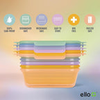 Ello Snap & Nest 10-Piece 4.5 Cup Plastic Meal Prep Set, Reusable Food - Image 3