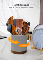 Nucookery 360°Rotating Utensil Holder, 7.2" Large Utensil Crock, Farmhouse - Image 3