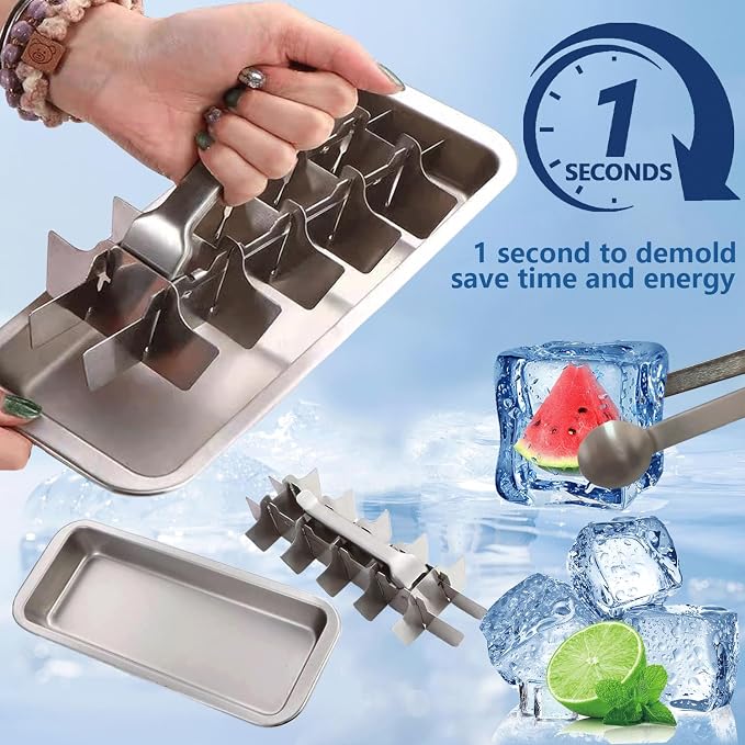 Stainless Steel Ice Cube Trays, Metal Ice Cube Trays - Image 3