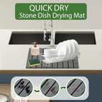 Oxydrily Stone Dish Drying Mat for Kitchen Counter, Large Dark Gray Foldable - Image 2