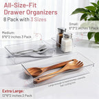 8 Pack Large Clear Plastic Drawer Organizer Bins - Image 2