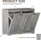 Double Tilt Out Trash Can Cabinet, Wooden Farmhouse Kitchen Garbage Bin - Image 2