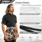 Server Apron with 3 Pockets, Waterproof Oil Waitress Waiter Half Apron - Image 6