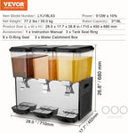 VEVOR Commercial Beverage Dispenser, 3 Tanks 18 L / 19 QT Per Tank Juice - Image 7