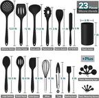 Silicone Kitchen Utensils Set, E-far 23 Pcs Black Cooking Utensils Tools - Image 3