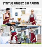 Syntus Apron for Men Women, Adjustable Cooking Kitchen Chef Aprons - Image 7